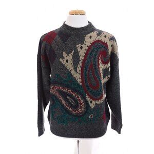 Vintage Sears Roebuck & Co Men Sz L Italian Wool Acr Paisley Sweater Cosby Italy